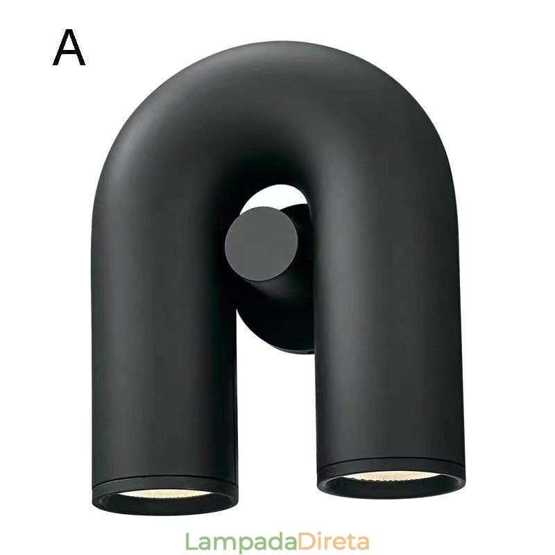 Aplique de parede em forma de U – Luminária de parede criativa minimalista com ângulo reto de noventa graus e abajur giratório