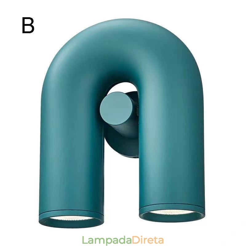 Aplique de parede em forma de U – Luminária de parede criativa minimalista com ângulo reto de noventa graus e abajur giratório