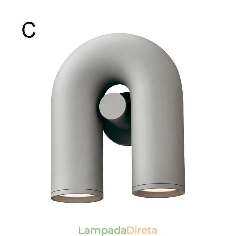 Aplique de parede em forma de U – Luminária de parede criativa minimalista com ângulo reto de noventa graus e abajur giratório