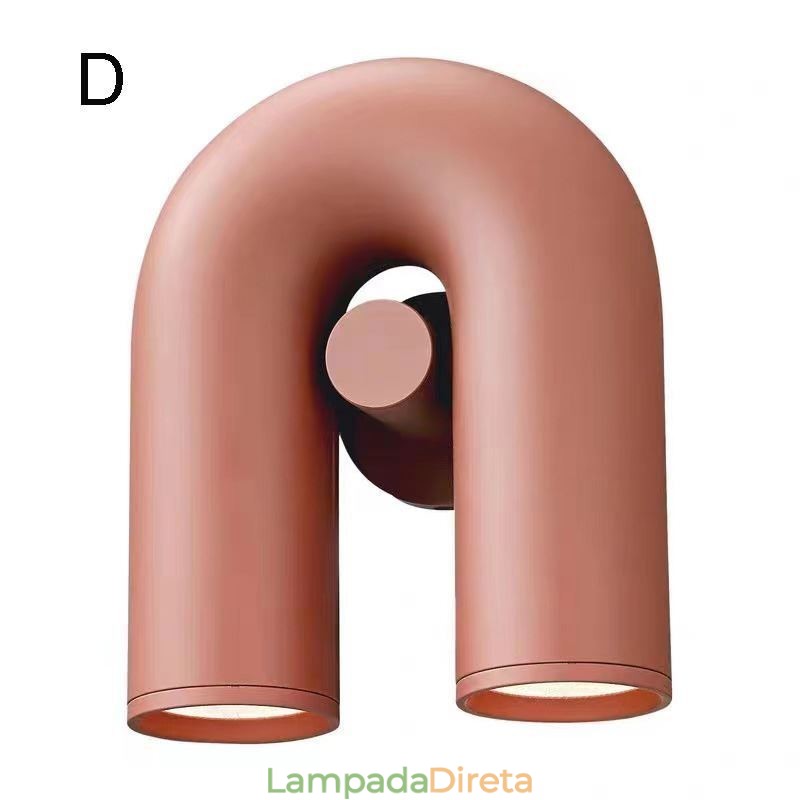 Aplique de parede em forma de U – Luminária de parede criativa minimalista com ângulo reto de noventa graus e abajur giratório