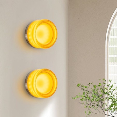 Luminária de parede moderna minimalista acrílica cabeça única redonda ferro forjado arandela pequena Luminária de parede moderna minimalista acrílica cabeça única redonda ferro forjado arandela pequena