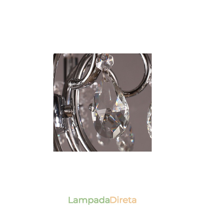 Lustre de cristal cromado clássico tradicional em metal