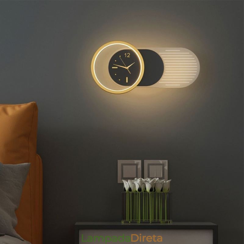 Luminária de parede Moderna Minimalista Acrílico Ferro Forjado Relógio de Parede Luminária de parede
