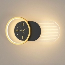 Luminária de parede Moderna Minimalista Acrílico Ferro Forjado Relógio de Parede Luminária de parede