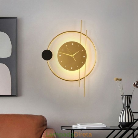 Relógio de parede Luminária de parede moderna minimalista em ferro forjado e Relógio de parede Luminária de parede moderna minimalista em ferro forjado e