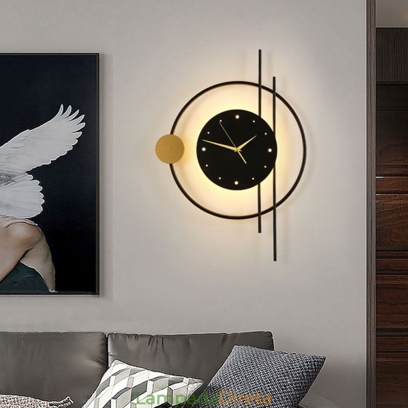 Relógio de parede Luminária de parede moderna minimalista em ferro forjado e