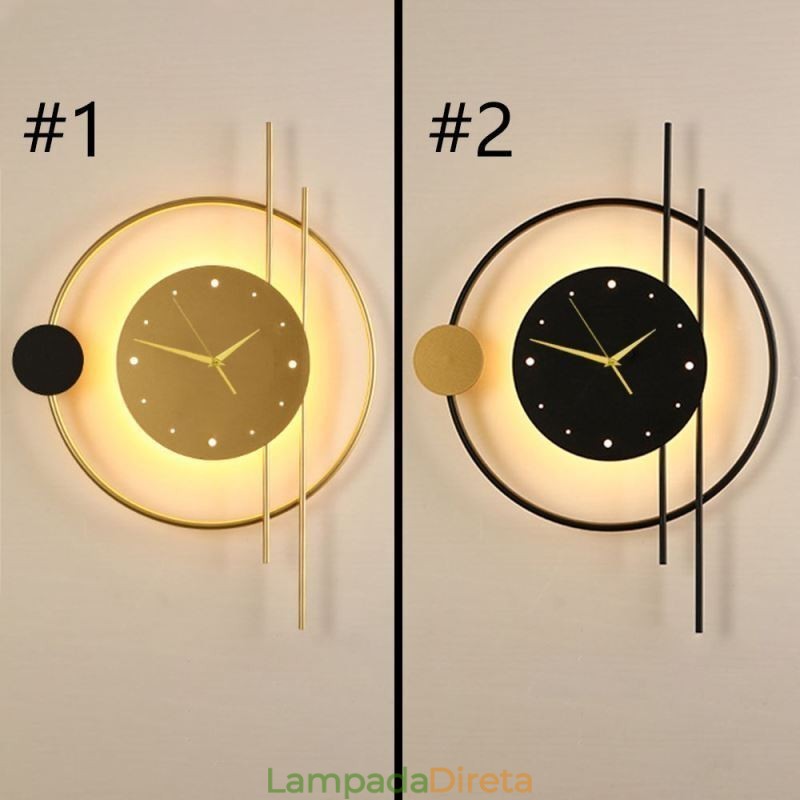 Relógio de parede Luminária de parede moderna minimalista em ferro forjado e