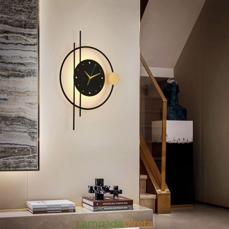 Relógio de parede Luminária de parede moderna minimalista em ferro forjado e