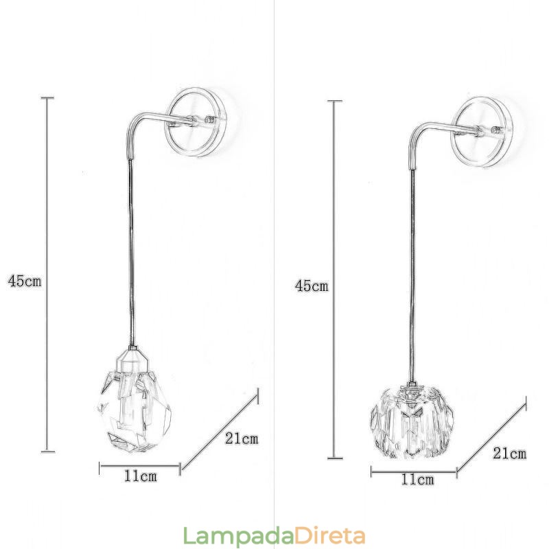 Luminária de parede moderna Luminária de parede de cristal criativa