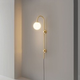 Arandela moderna, luminária de parede dourada escovada