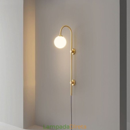 Arandela moderna, luminária de parede dourada escovada