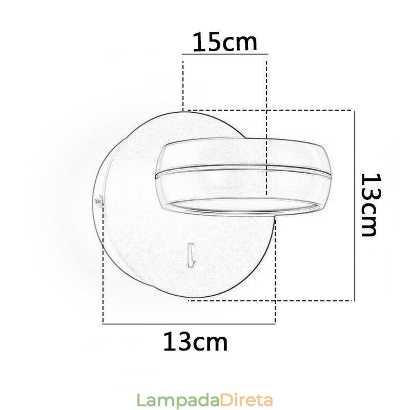 Luminária de parede giratória, arandela moderna e minimalista