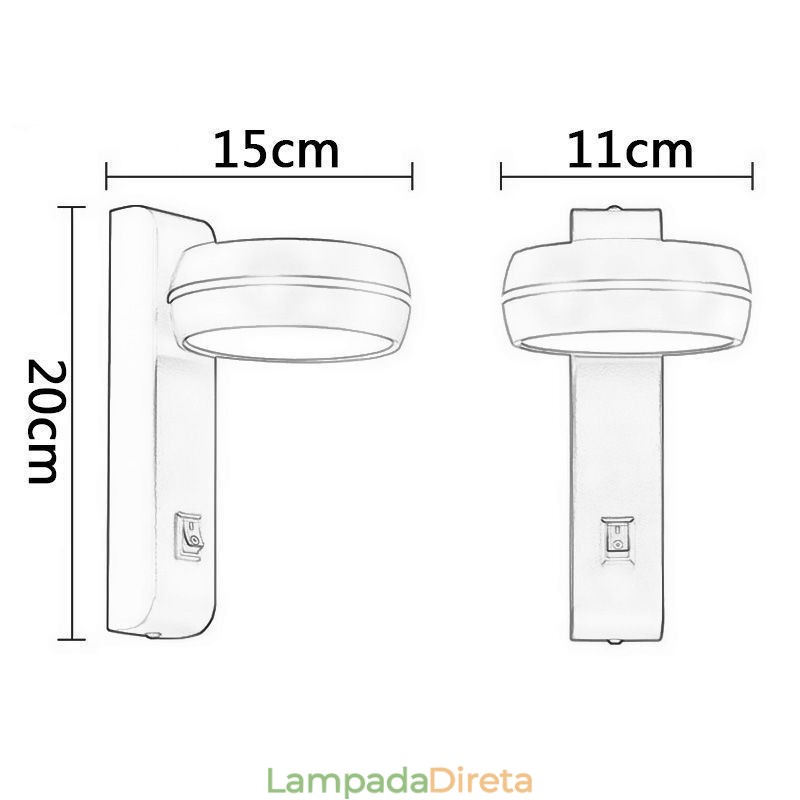 Luminária de parede giratória moderna e minimalista