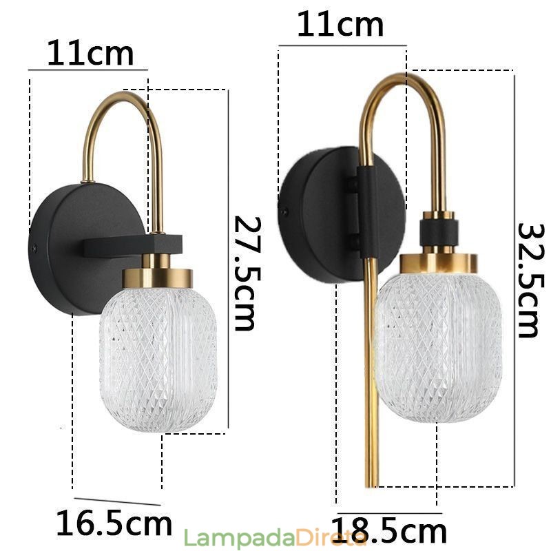 Luminária de parede moderna minimalista em acrílico