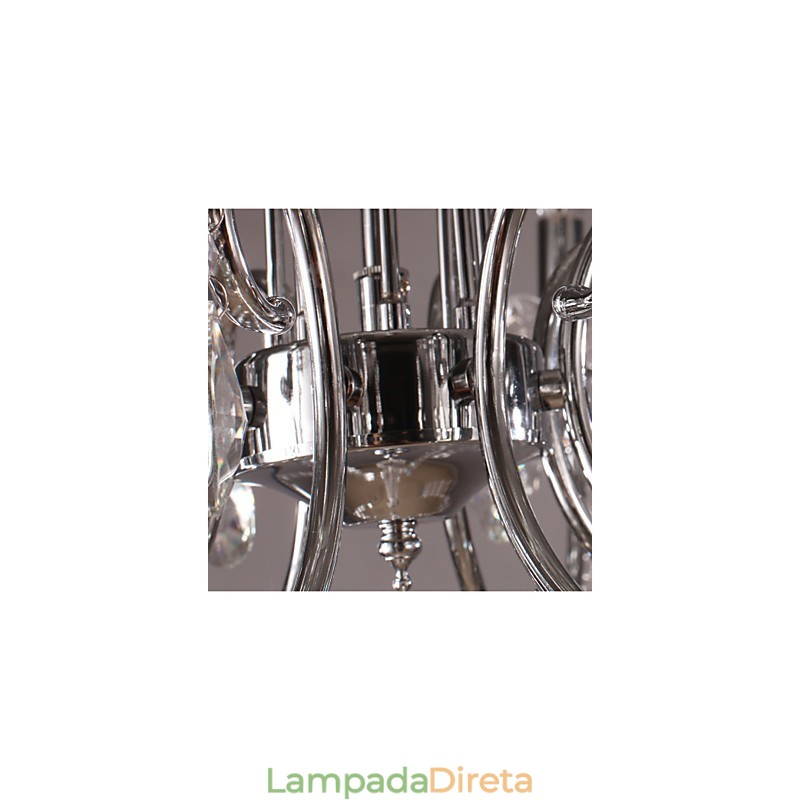 Lustre de cristal cromado clássico tradicional em metal
