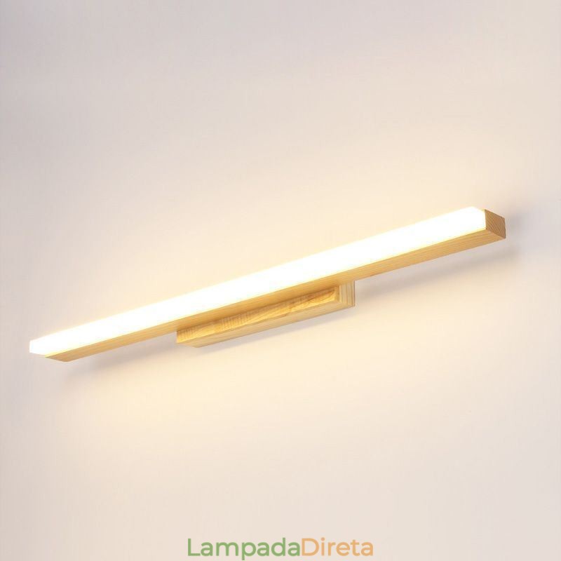 Espelho Luz Madeira Maciça Luminária de Parede Moderna Luminária de Parede Sconce