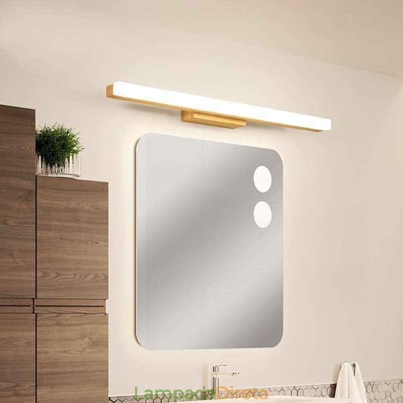 Espelho Luz Madeira Maciça Luminária de Parede Moderna Luminária de Parede Sconce