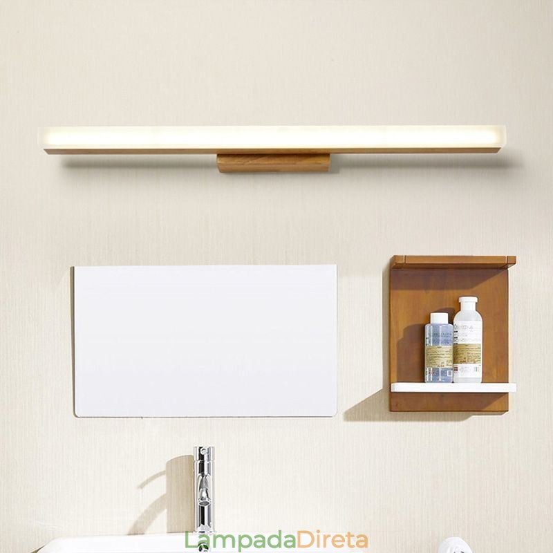Espelho Luz Madeira Maciça Luminária de Parede Moderna Luminária de Parede Sconce