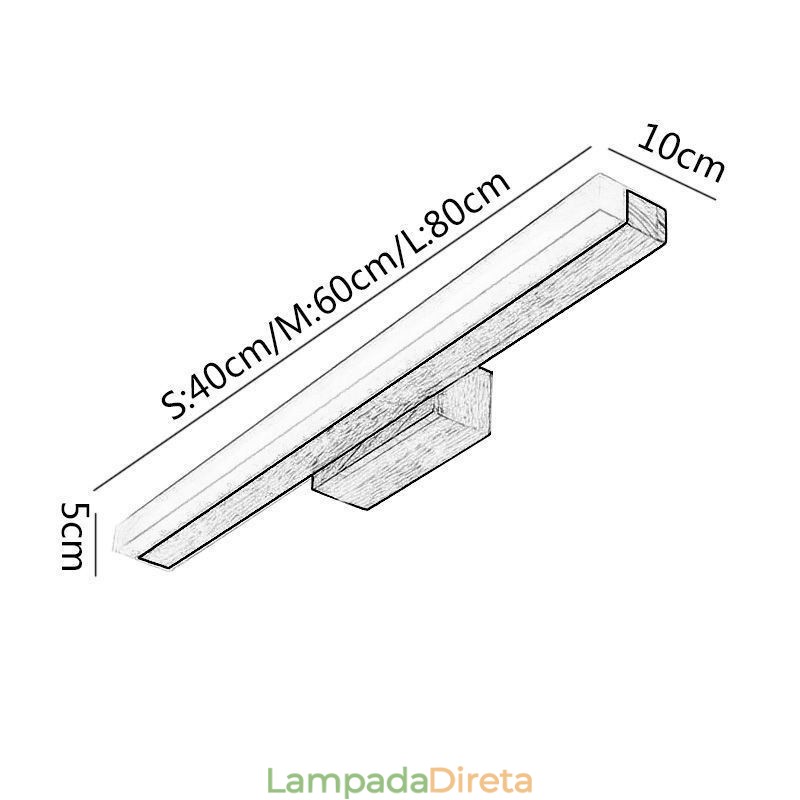 Espelho Luz Madeira Maciça Luminária de Parede Moderna Luminária de Parede Sconce