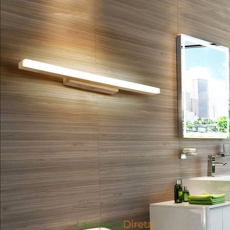 Espelho Luz Madeira Maciça Luminária de Parede Moderna Luminária de Parede Sconce
