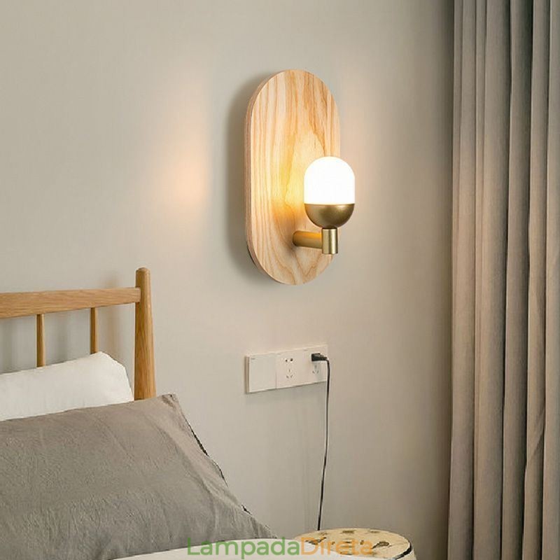Decoração Parede Madeira Lâmpada Entrada Corredor Luzes Nordic Cabeceira Luz Parede