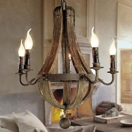 Lustre 5 luzes Vintage Retro Country Living Jantar Metal