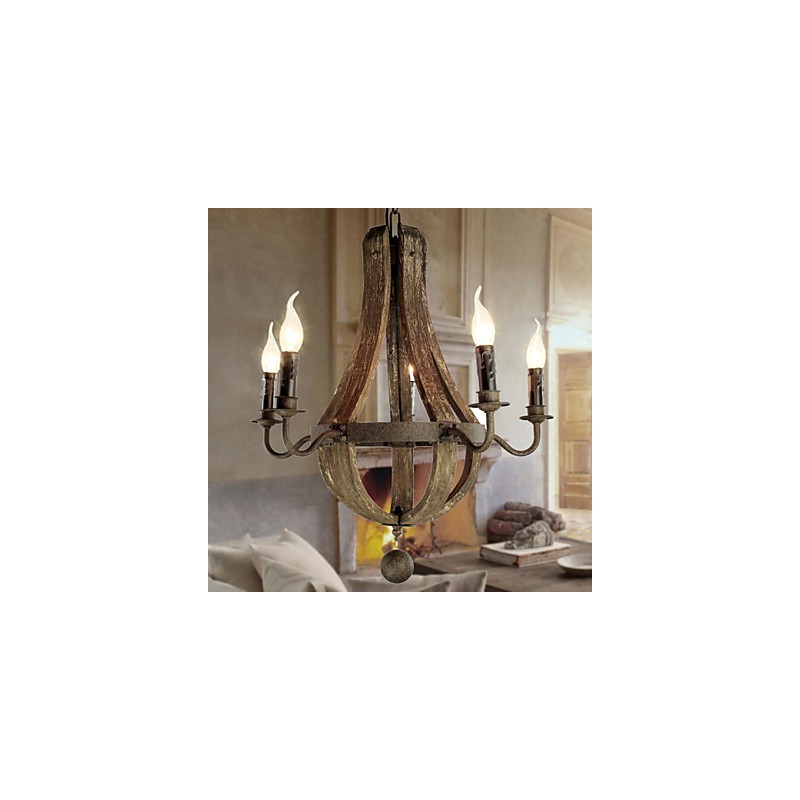 Lustre 5 luzes Vintage Retro Country Living Jantar Metal