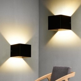 Luminária de parede de alumínio para varanda, superfície montada, cubo, luz de varanda