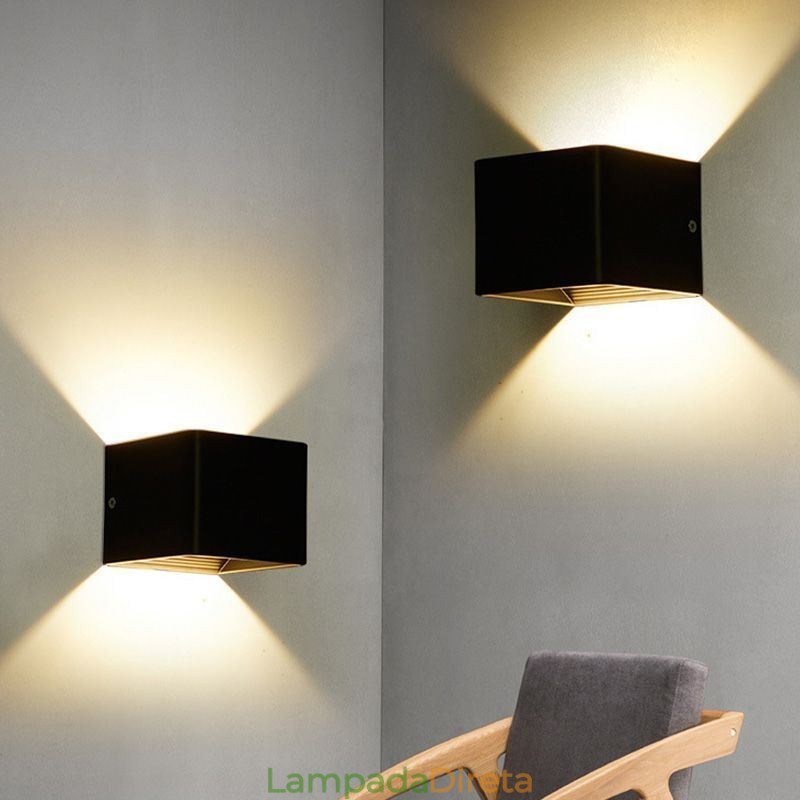 Luminária de parede de alumínio para varanda, superfície montada, cubo, luz de varanda