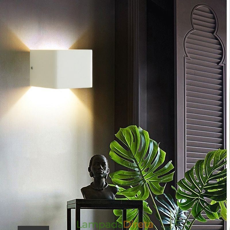 Luminária de parede de alumínio para varanda, superfície montada, cubo, luz de varanda
