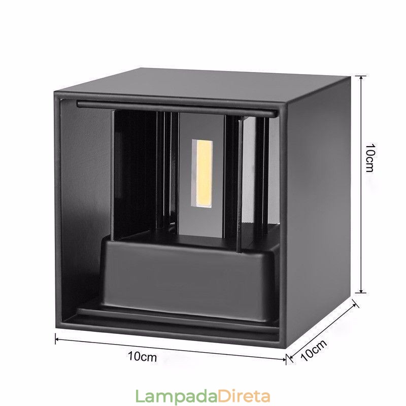 Luminária de parede de alumínio para varanda, superfície montada, cubo, luz de varanda