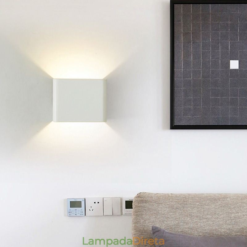 Luminária de parede de alumínio para varanda, superfície montada, cubo, luz de varanda