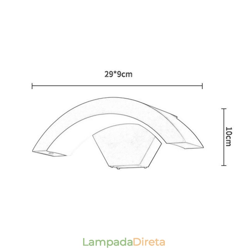 Luminária de parede minimalista de alumínio para jardim, à prova d'água, em formato de crescente