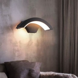 Luminária de parede minimalista de alumínio para jardim, à prova d'água, em formato de crescente