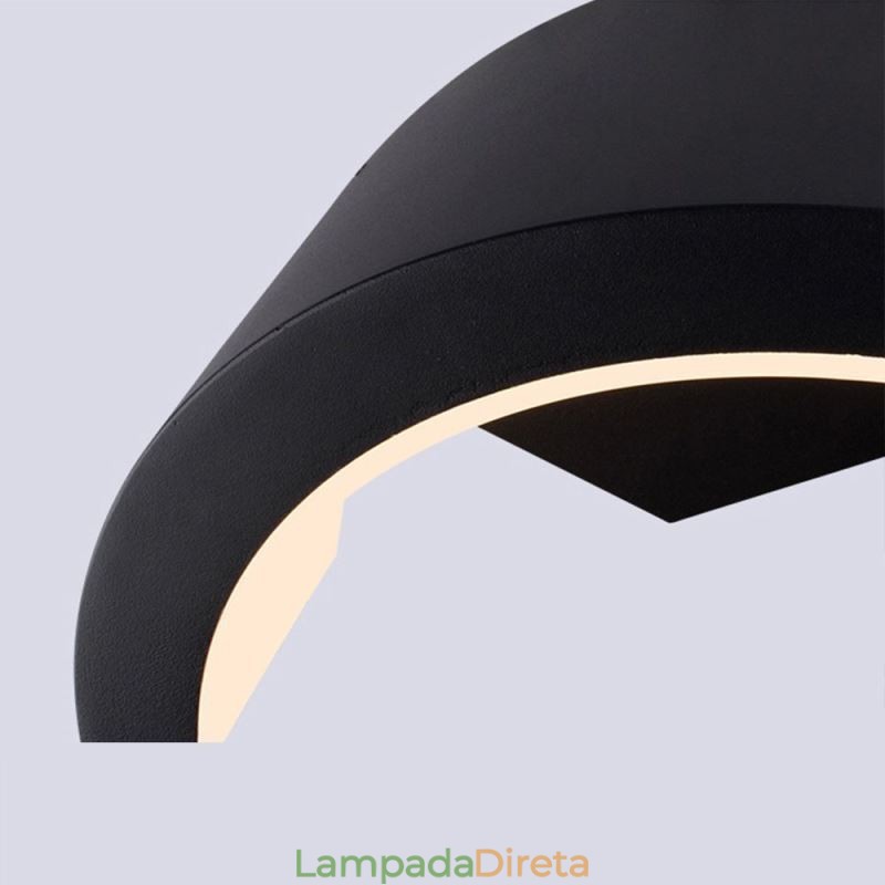Luminária de parede minimalista de alumínio para jardim, à prova d'água, em formato de crescente