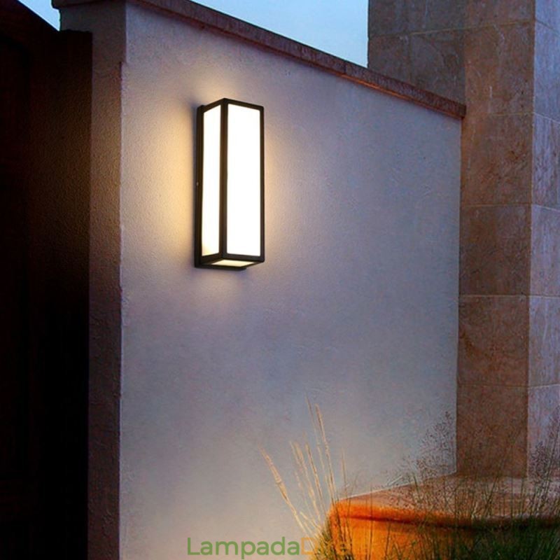 Luminária de parede retangular moderna à prova d'água para varanda de vila
