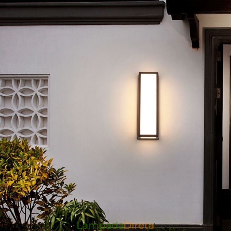 Luminária de parede retangular moderna à prova d'água para varanda de vila