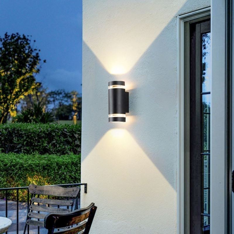 Luminária de parede à prova d'água para cima e para baixo, luminária de parede de cabeça dupla de alumínio