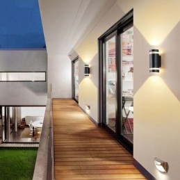 Luminária de parede à prova d'água para cima e para baixo, luminária de parede de cabeça dupla de alumínio