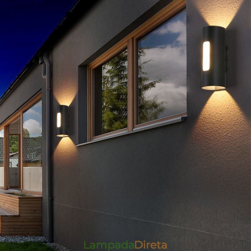 Luminária de parede impermeável de alumínio para pátio