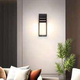 Luminária de parede impermeável para varanda externa, luminária de alumínio preta, luz para pátio e jardim