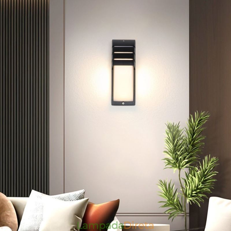 Luminária de parede impermeável para varanda externa, luminária de alumínio preta, luz para pátio e jardim