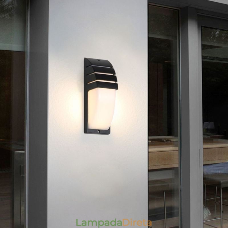 Luminária de parede impermeável para varanda externa, luminária de alumínio preta, luz para pátio e jardim