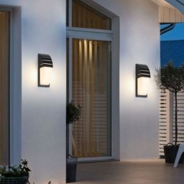 Luminária de parede impermeável para varanda externa, luminária de alumínio preta, luz para pátio e jardim