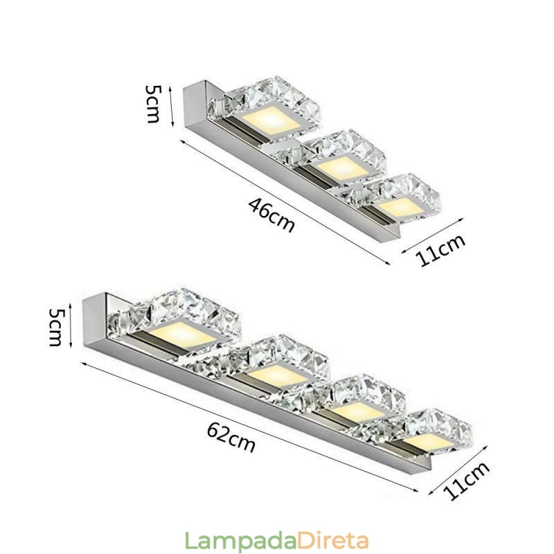 Luminária de parede Espelho de banheiro Luminária de parede de aço inoxidável