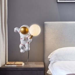 Luminária de parede moderna criativa de astronauta em resina para crianças