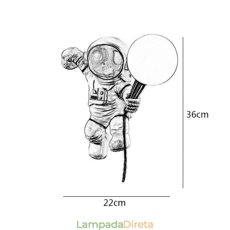 Luminária de parede moderna criativa de astronauta em resina para crianças