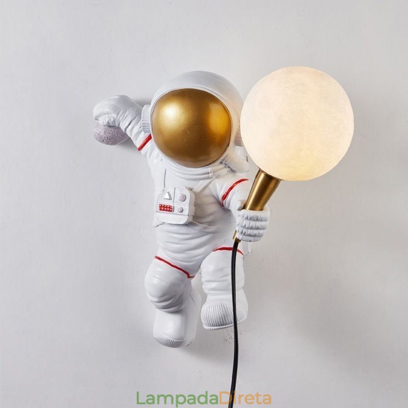 Luminária de parede moderna criativa de astronauta em resina para crianças