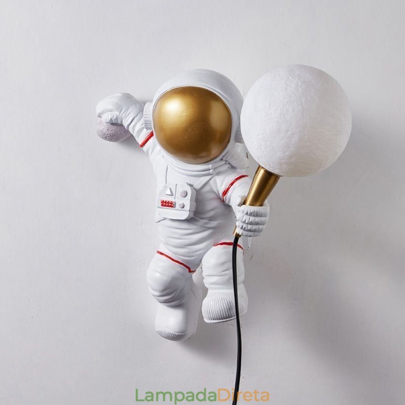 Luminária de parede moderna criativa de astronauta em resina para crianças