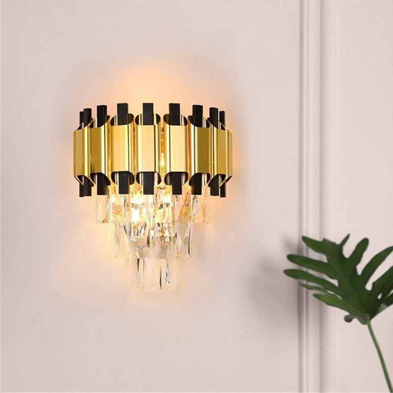 Luminária de parede moderna de cristal suspensa com fiação fixa de 11,81" de altura